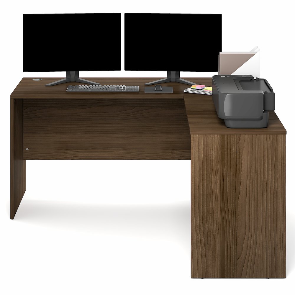 60 Inch L-Shaped Office Desk, Executive Desk with Reversible Desk Return