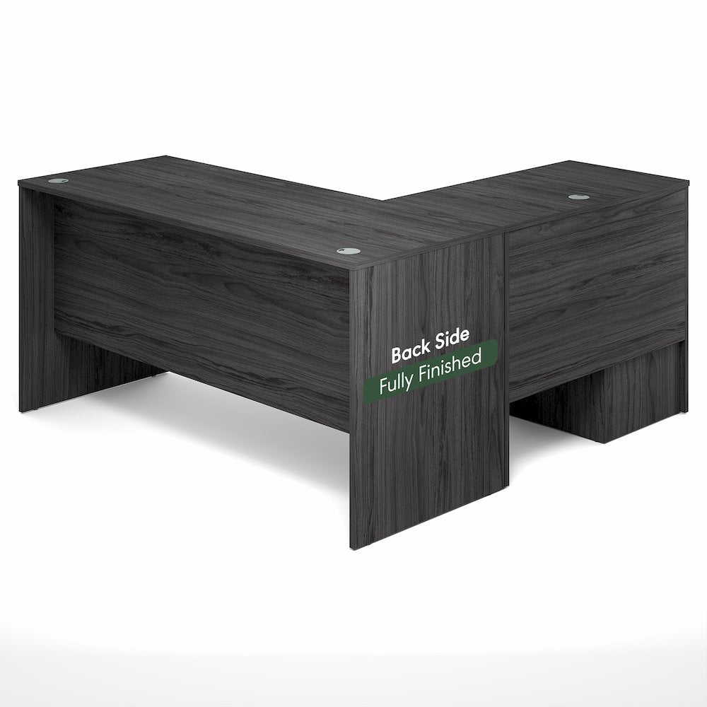 60 Inch L-Shaped Executive Desk with File Cabinet