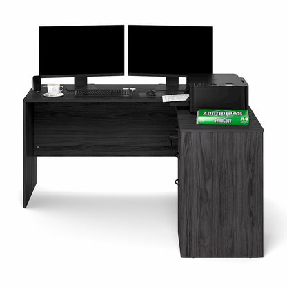 60 Inch L-Shaped Executive Desk with File Cabinet