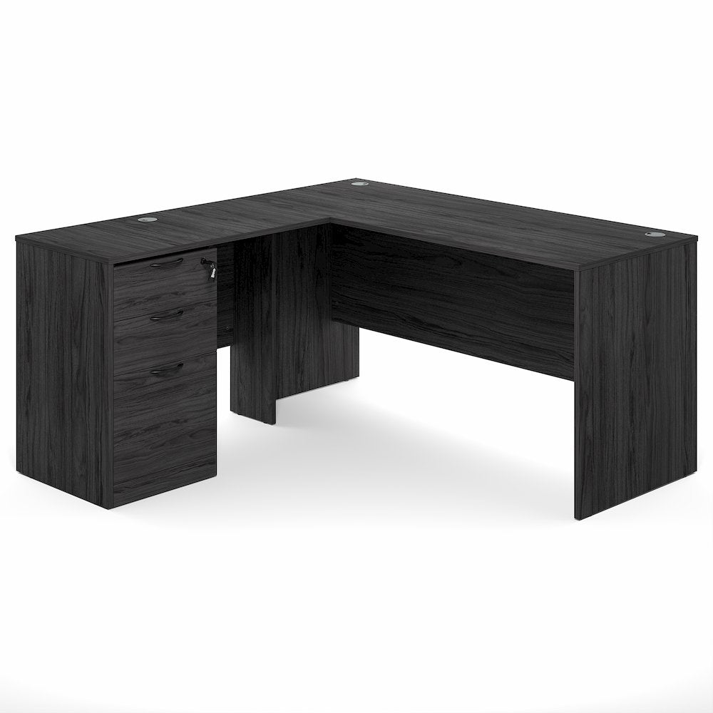 60 Inch L-Shaped Executive Desk with File Cabinet