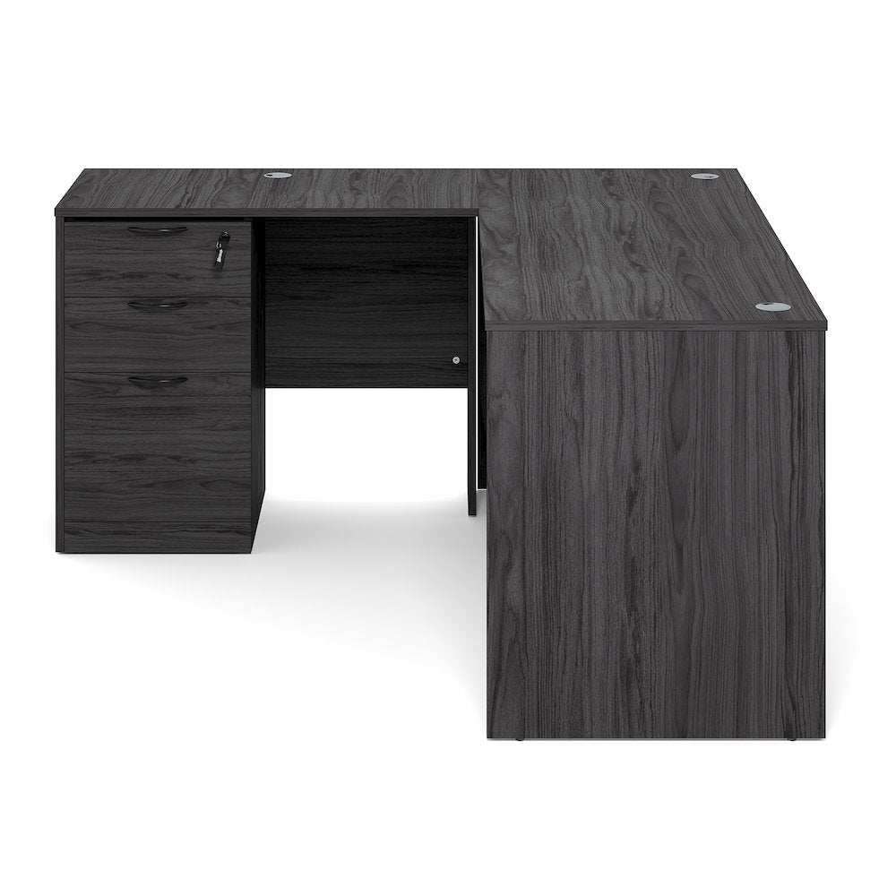 60 Inch L-Shaped Executive Desk with File Cabinet