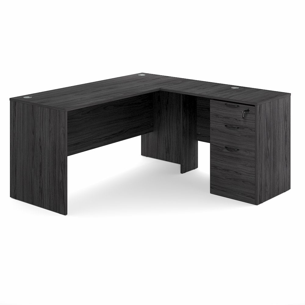 60 Inch L-Shaped Executive Desk with File Cabinet