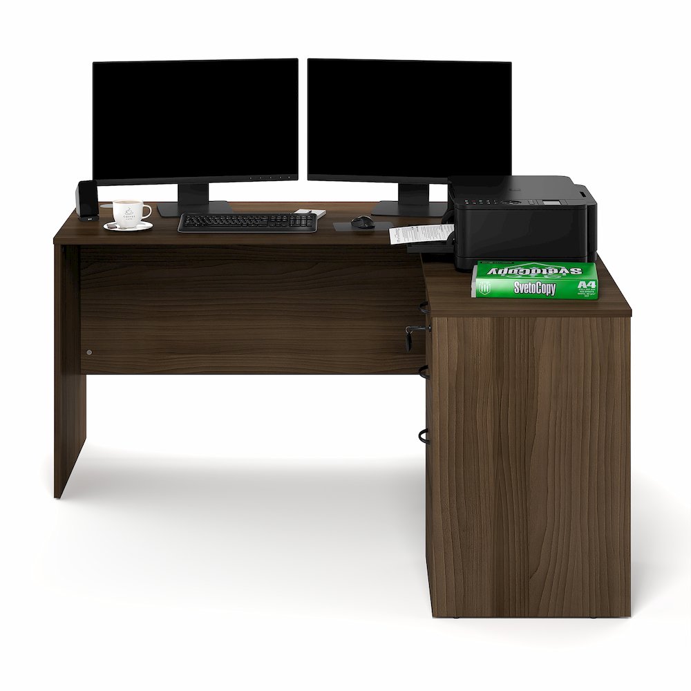 60 Inch L-Shaped Executive Desk with File Cabinet