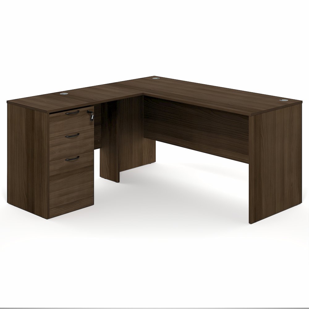 60 Inch L-Shaped Executive Desk with File Cabinet