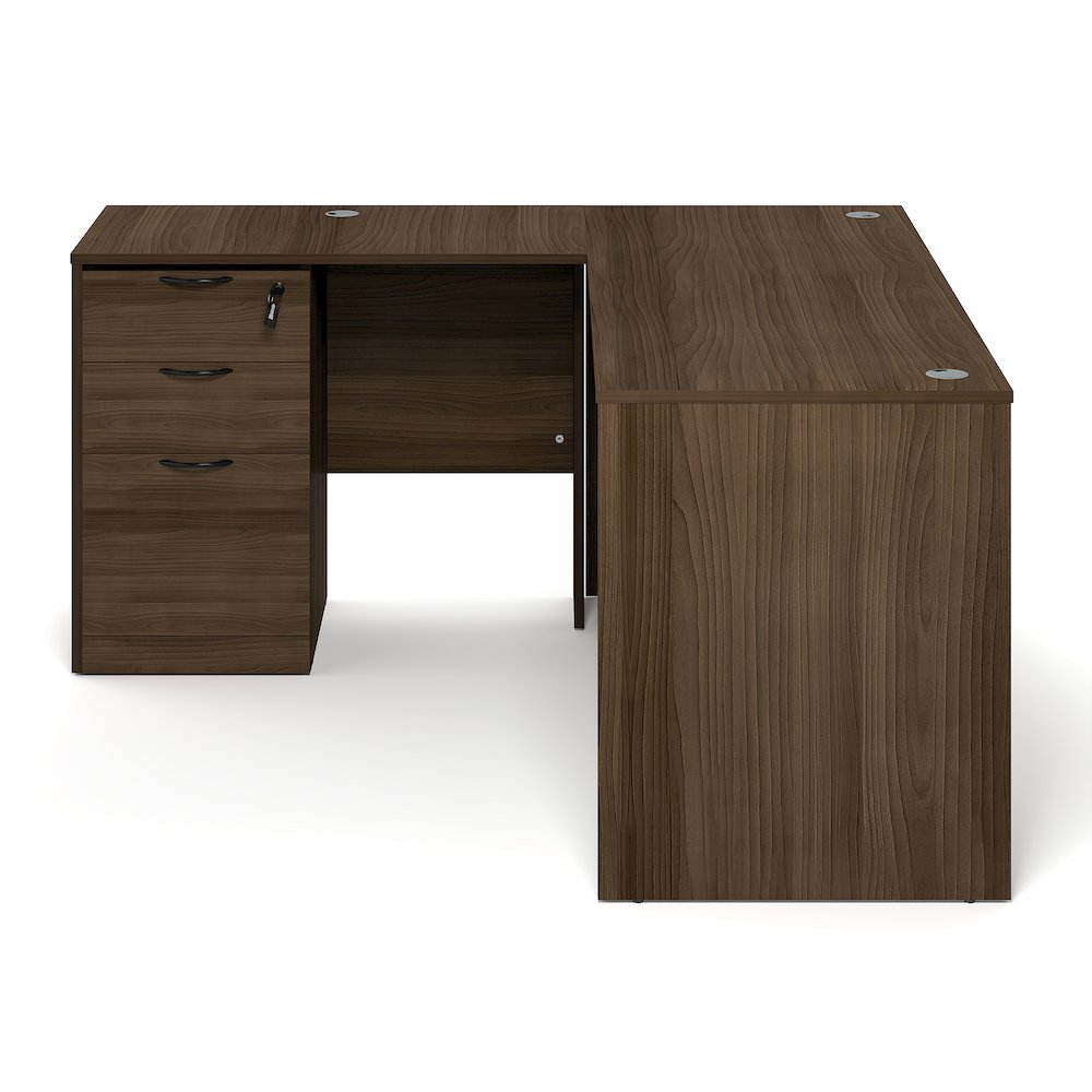 60 Inch L-Shaped Executive Desk with File Cabinet