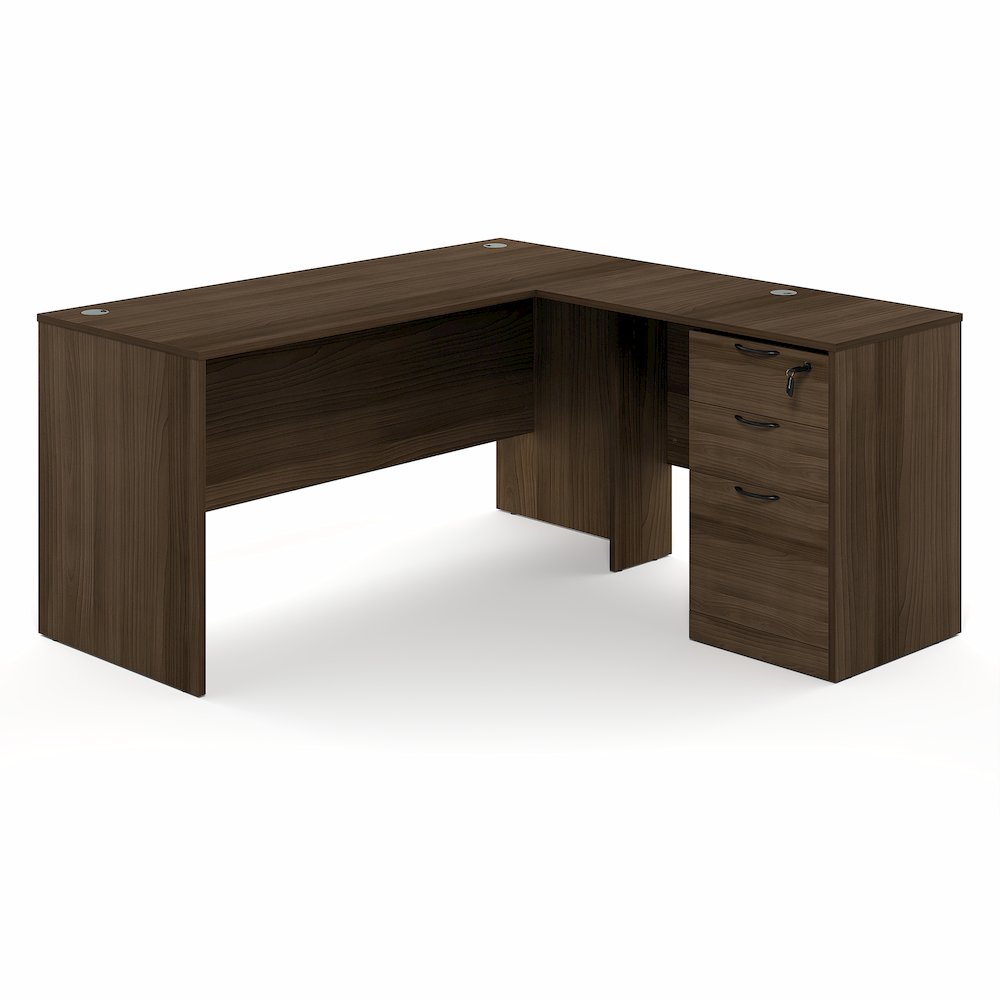 60 Inch L-Shaped Executive Desk with File Cabinet