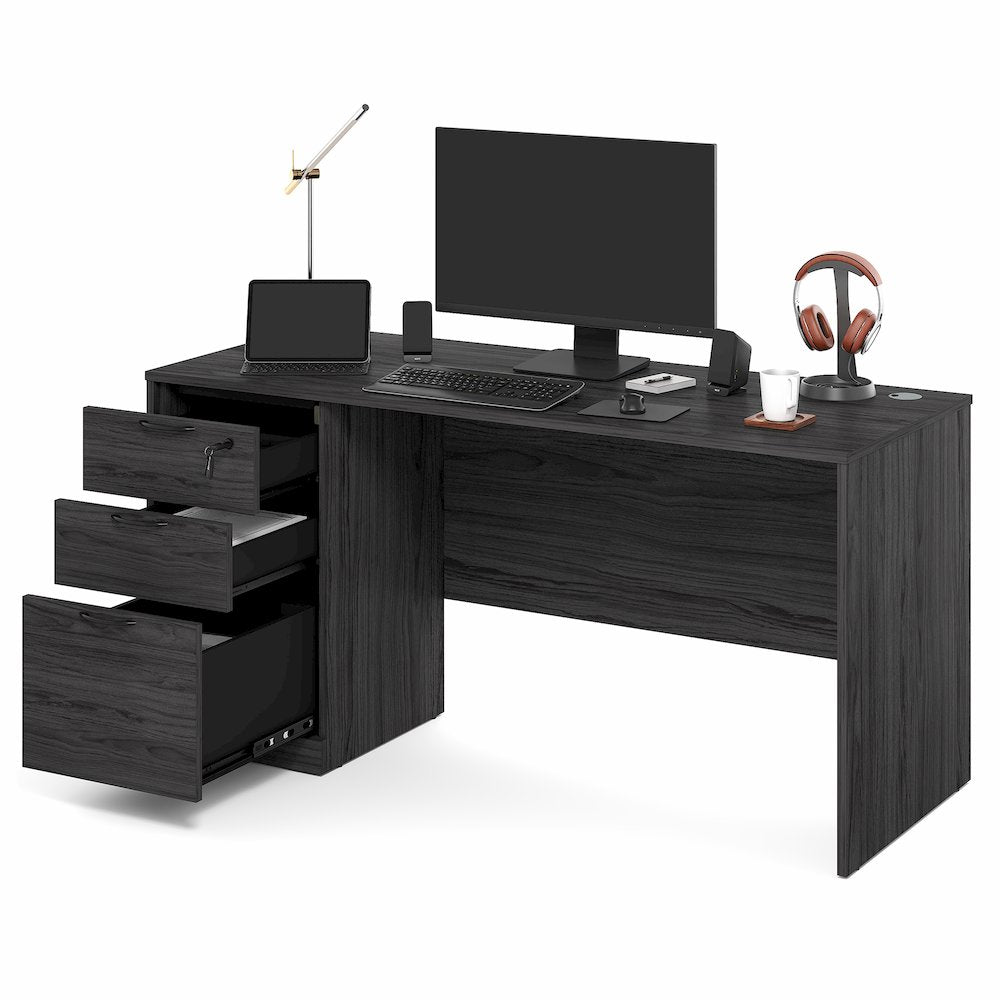 60 Inch Executive Desk with File Cabinet