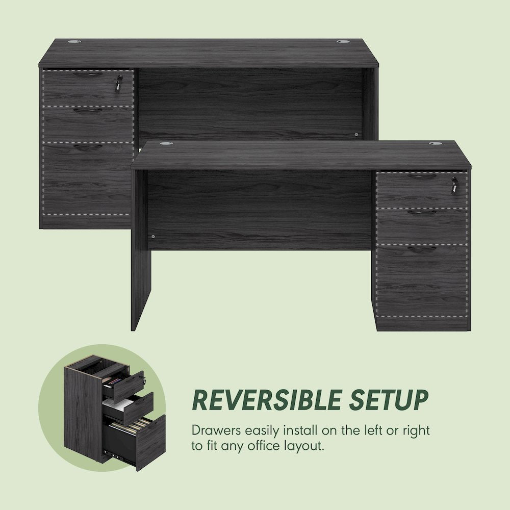 60 Inch Executive Desk with File Cabinet