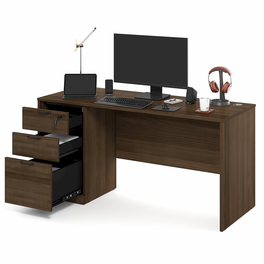60 Inch Executive Desk with File Cabinet