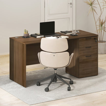 60 Inch Executive Desk with File Cabinet