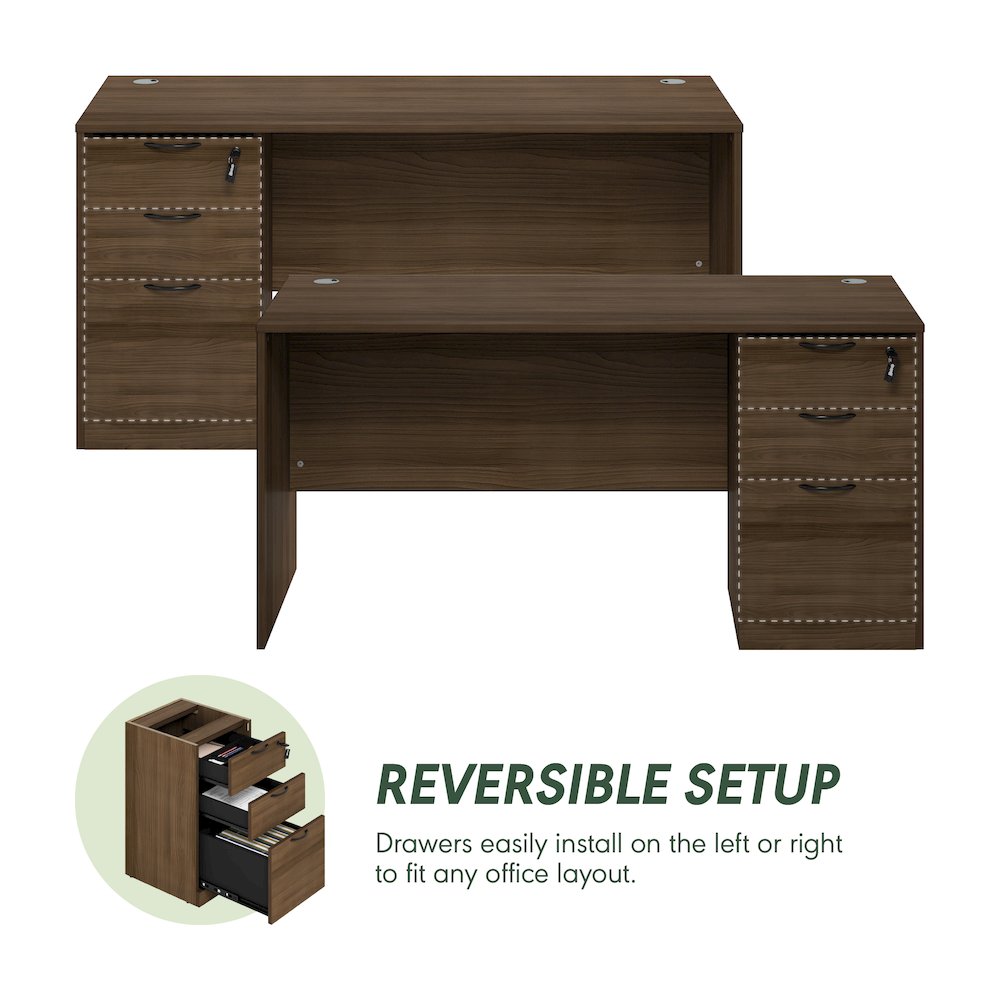 60 Inch Executive Desk with File Cabinet