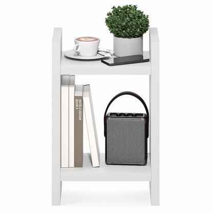 VIOLA Night Stand, 2-Tier, with 1.2-Inch Extra Thick Frame, White