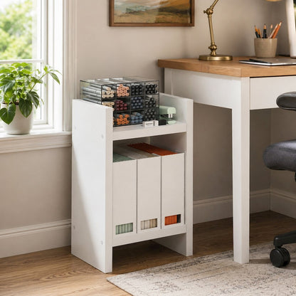 VIOLA Book Shelf, 2-Tier Narrow, Corner Shelf, Organization, White