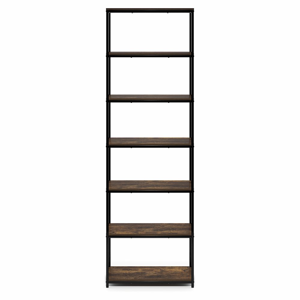 SIMPLISTIC Book Shelf, 7-Tier Bookshelf, Metal Frame Bookcases, Amber Pine