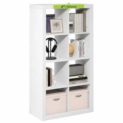 CUBICLE Book Shelf, 8-Cube 2-Inch Super Thick, Reversible Bookcase, White