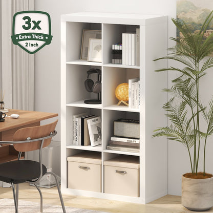 CUBICLE Book Shelf, 8-Cube 2-Inch Super Thick, Reversible Bookcase, White