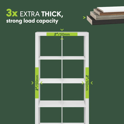 CUBICLE Book Shelf, 8-Cube 2-Inch Super Thick, Reversible Bookcase, White