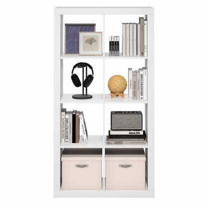 CUBICLE Book Shelf, 8-Cube 2-Inch Super Thick, Reversible Bookcase, White