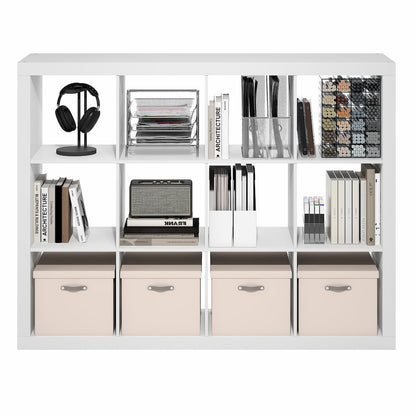 CUBICLE Book Shelf, 12-Cube 2-Inch Super Thick, Reversible Bookcase, White