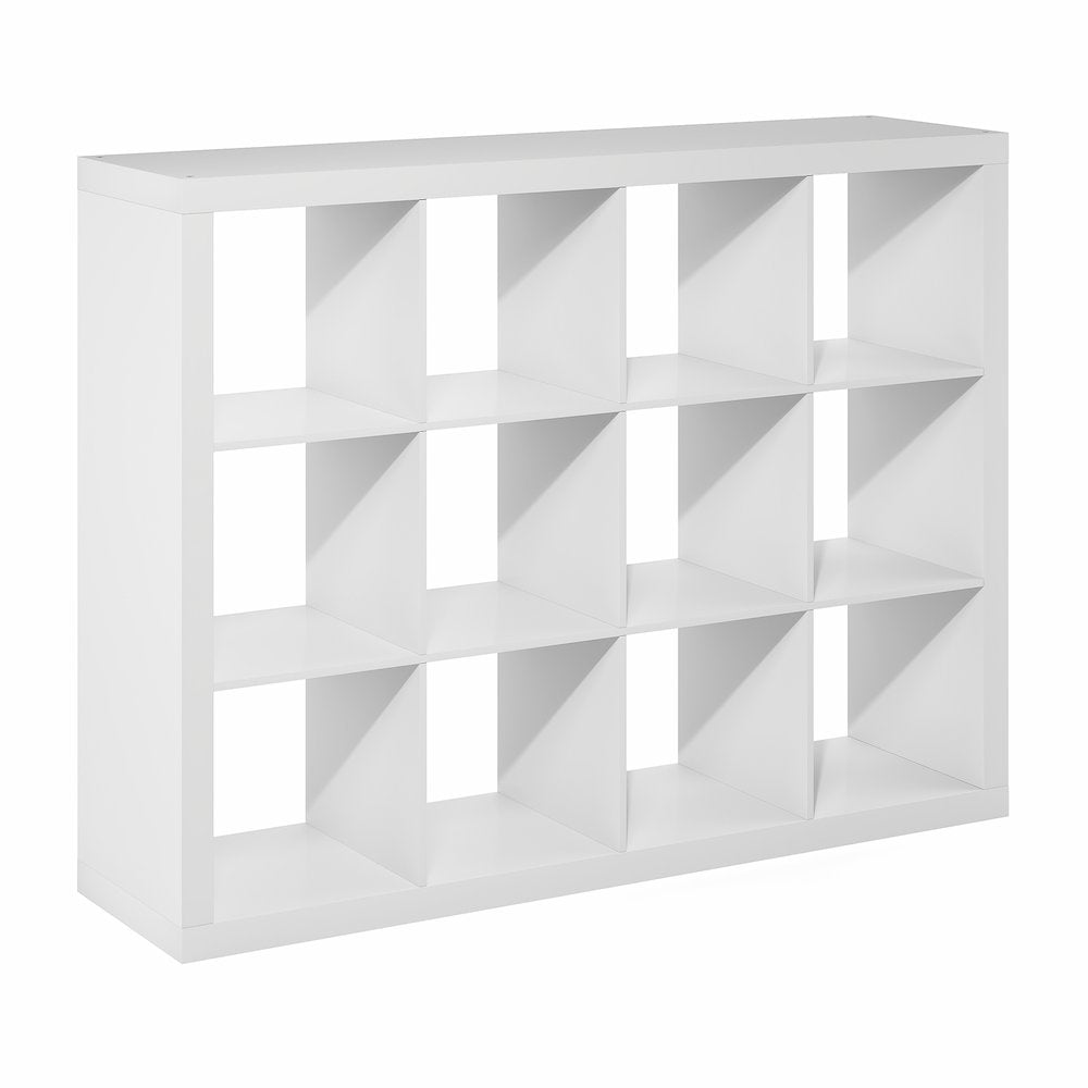 CUBICLE Book Shelf, 12-Cube 2-Inch Super Thick, Reversible Bookcase, White