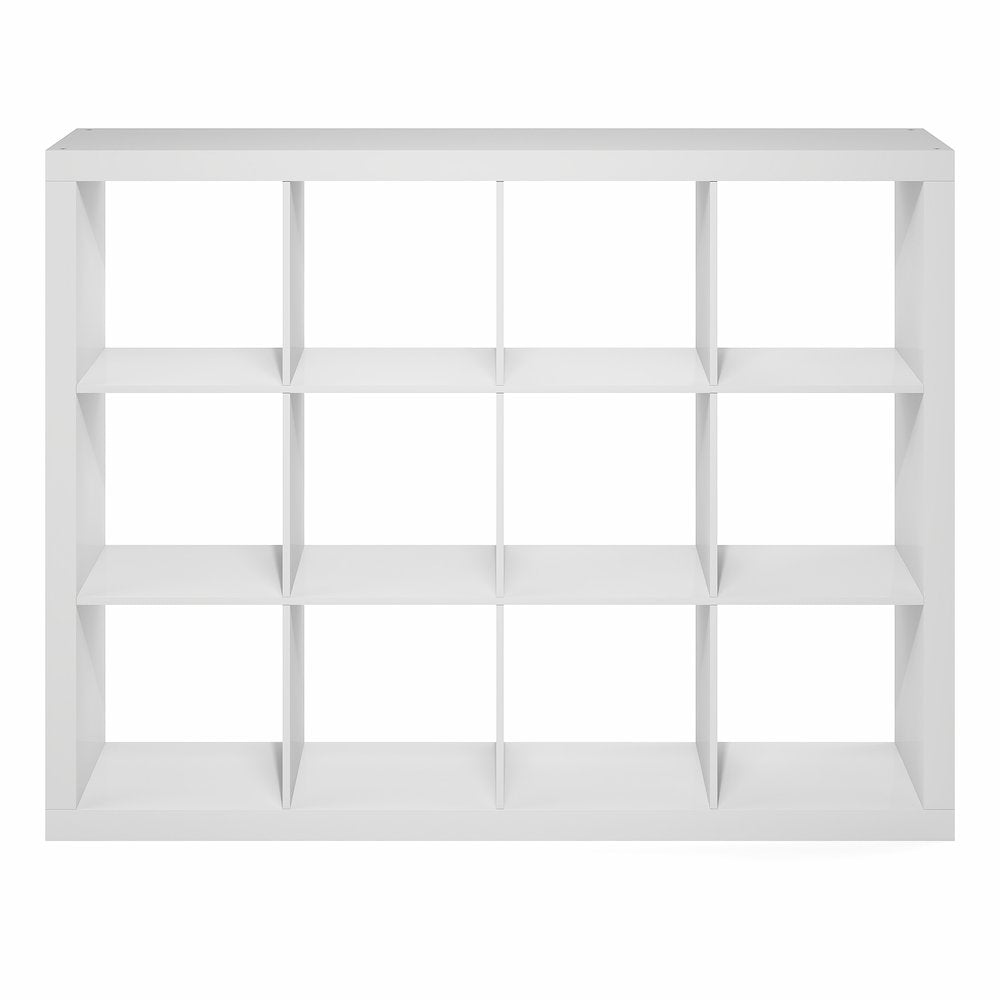 CUBICLE Book Shelf, 12-Cube 2-Inch Super Thick, Reversible Bookcase, White