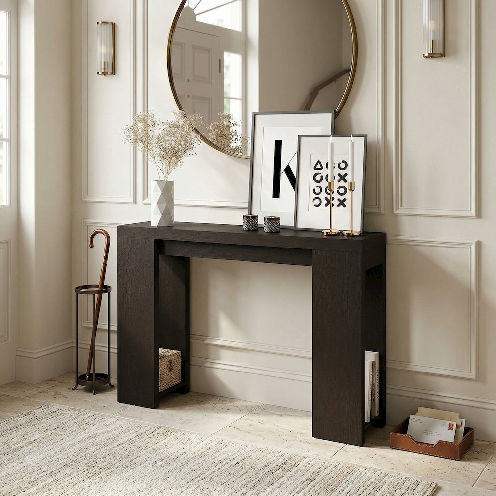 ARA Entryway Table 47-Inch, Narrow Console Table, Sofa Table with Bottom Shelf
