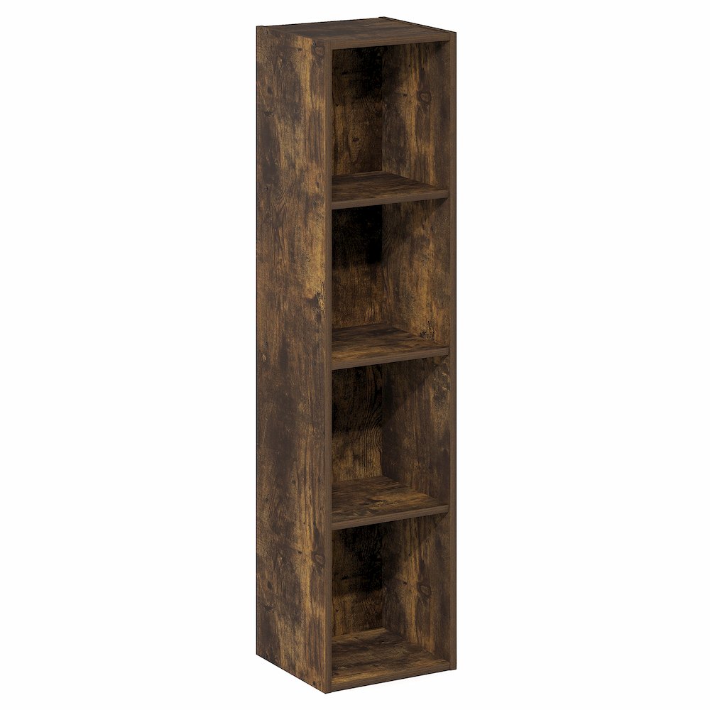 FULDA Book Shelf, 4-Tier Narrow Bookshelf, 9.3 x 9.8 x 41.6