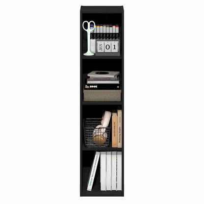 FULDA Book Shelf, 4-Tier Narrow Bookshelf, 9.3 x 9.8 x 41.6