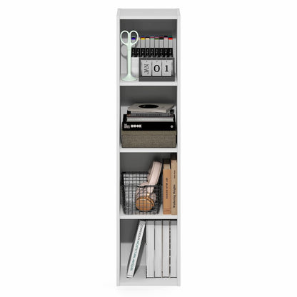 FULDA Book Shelf, 4-Tier Narrow Bookshelf, 9.3 x 9.8 x 41.6