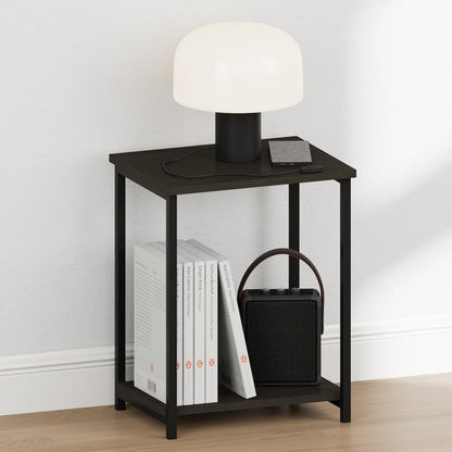 SIMPLISTIC Night Stand, 2-Tier Open Shelf Design, Espresso