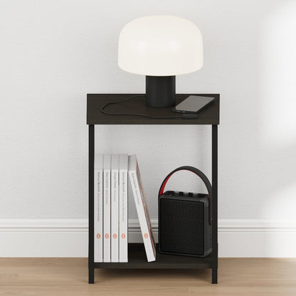 SIMPLISTIC Night Stand, 2-Tier Open Shelf Design, Espresso