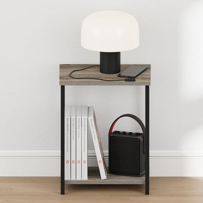 SIMPLISTIC Night Stand, 2-Tier Open Shelf Design, French Oak