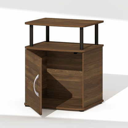 JAYA Night Stand with Door, Nightstand, Round Corner Bedside Table, Amber Pine