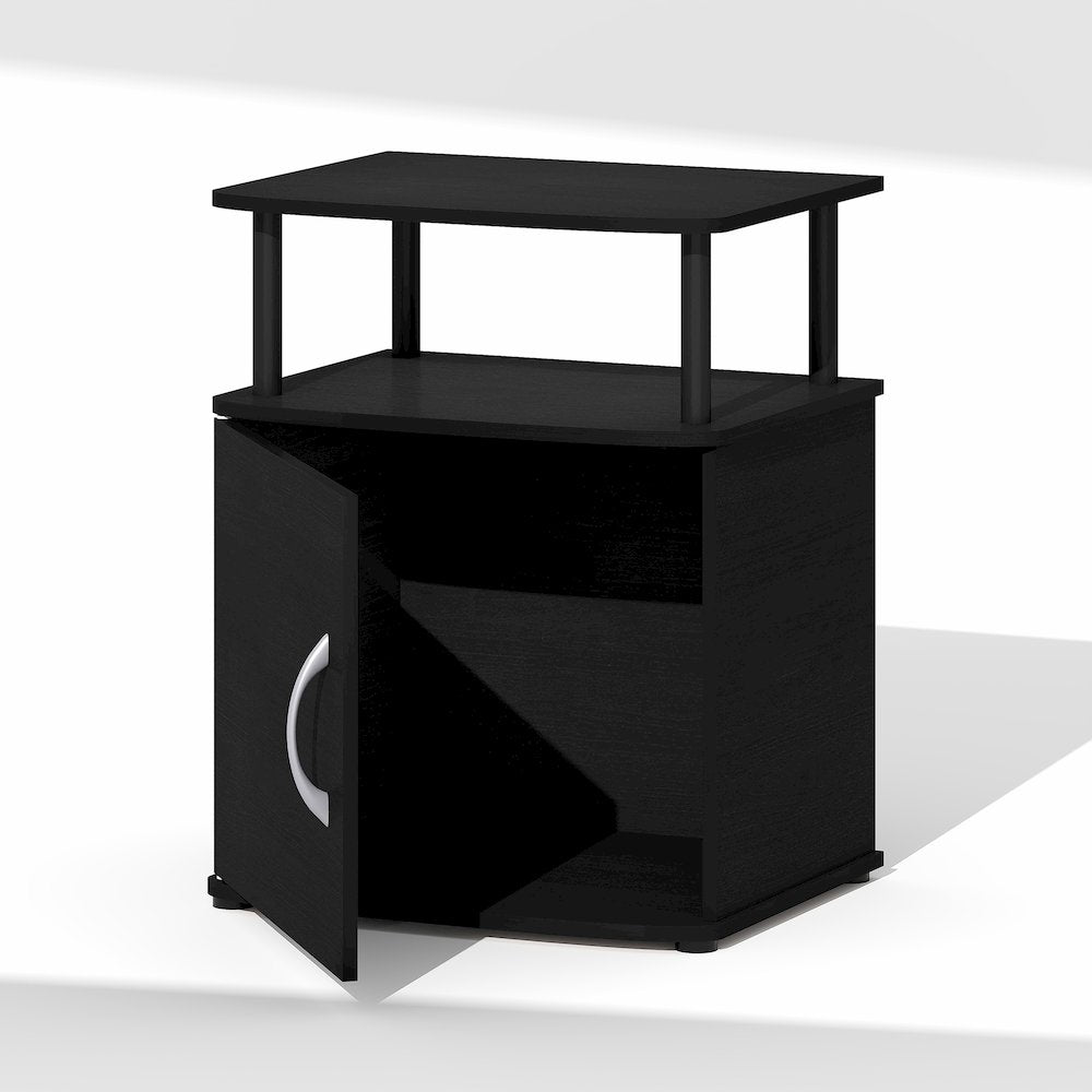 JAYA Night Stand with Door, Nightstand, Round Corner Bedside Table, Black