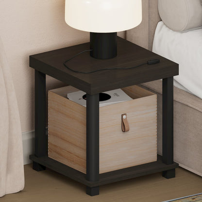 TURN-N-TUBE Night Stand, 2-Tier Thick Tabletop, Espresso