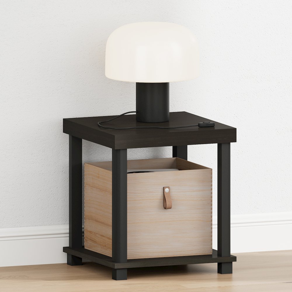 TURN-N-TUBE Night Stand, 2-Tier Thick Tabletop, Espresso