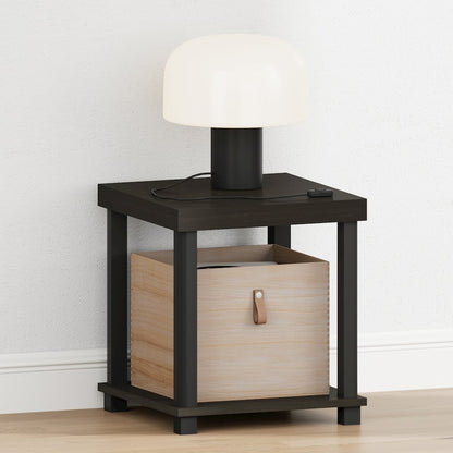 TURN-N-TUBE Night Stand, 2-Tier Thick Tabletop, Espresso