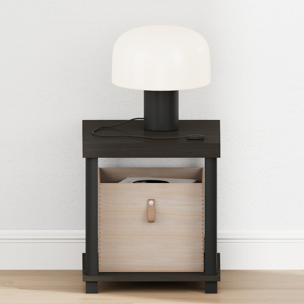 TURN-N-TUBE Night Stand, 2-Tier Thick Tabletop, Espresso