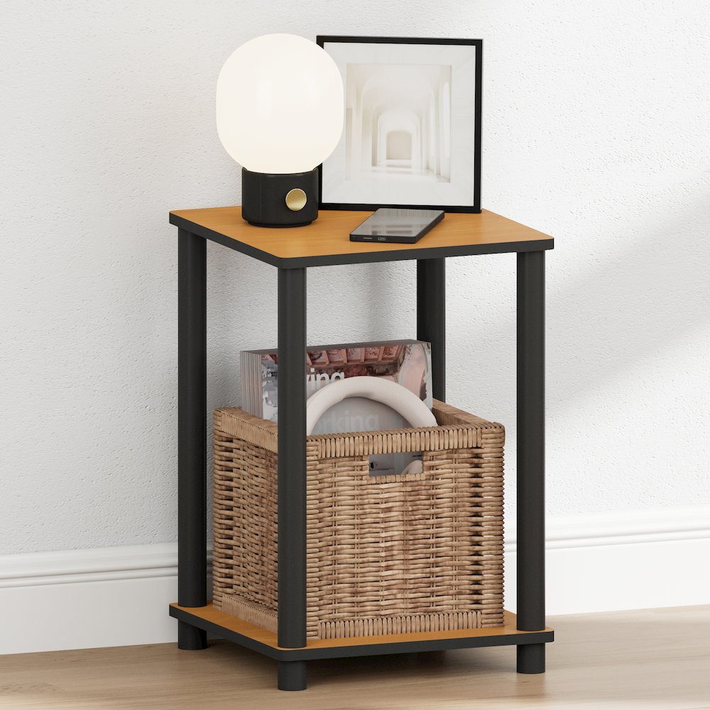 TURN-N-TUBE Night Stand, 2-Tier Open Shelf Design, Light Cherry