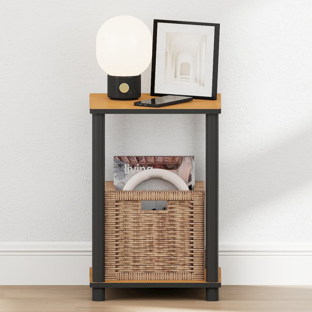 TURN-N-TUBE Night Stand, 2-Tier Open Shelf Design, Light Cherry