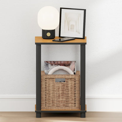 TURN-N-TUBE Night Stand, 2-Tier Open Shelf Design, Light Cherry