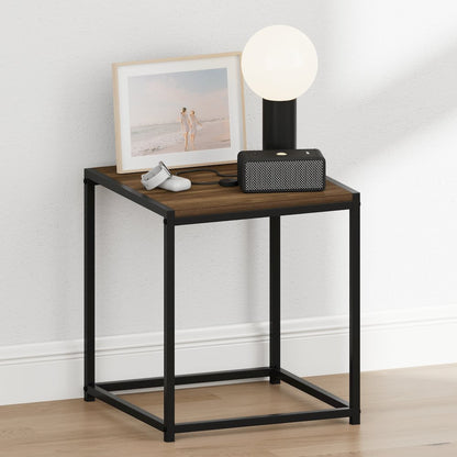 CAMNUS Night Stand, Metal Frame Nightstand, Columbia Walnut