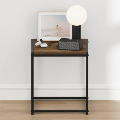 CAMNUS Night Stand, Metal Frame Nightstand, Columbia Walnut