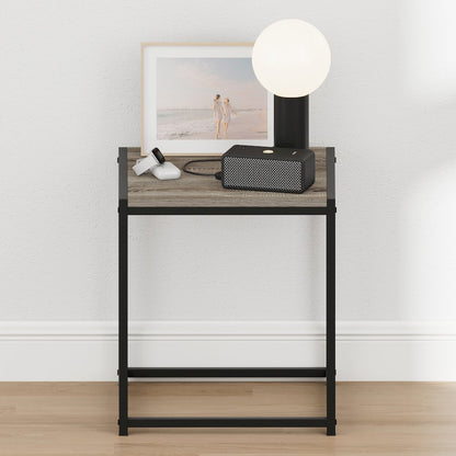 CAMNUS Night Stand, Metal Frame Nightstand, French Oak Grey