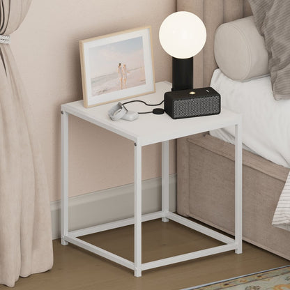 CAMNUS Night Stand, Metal Frame Nightstand, Solid White