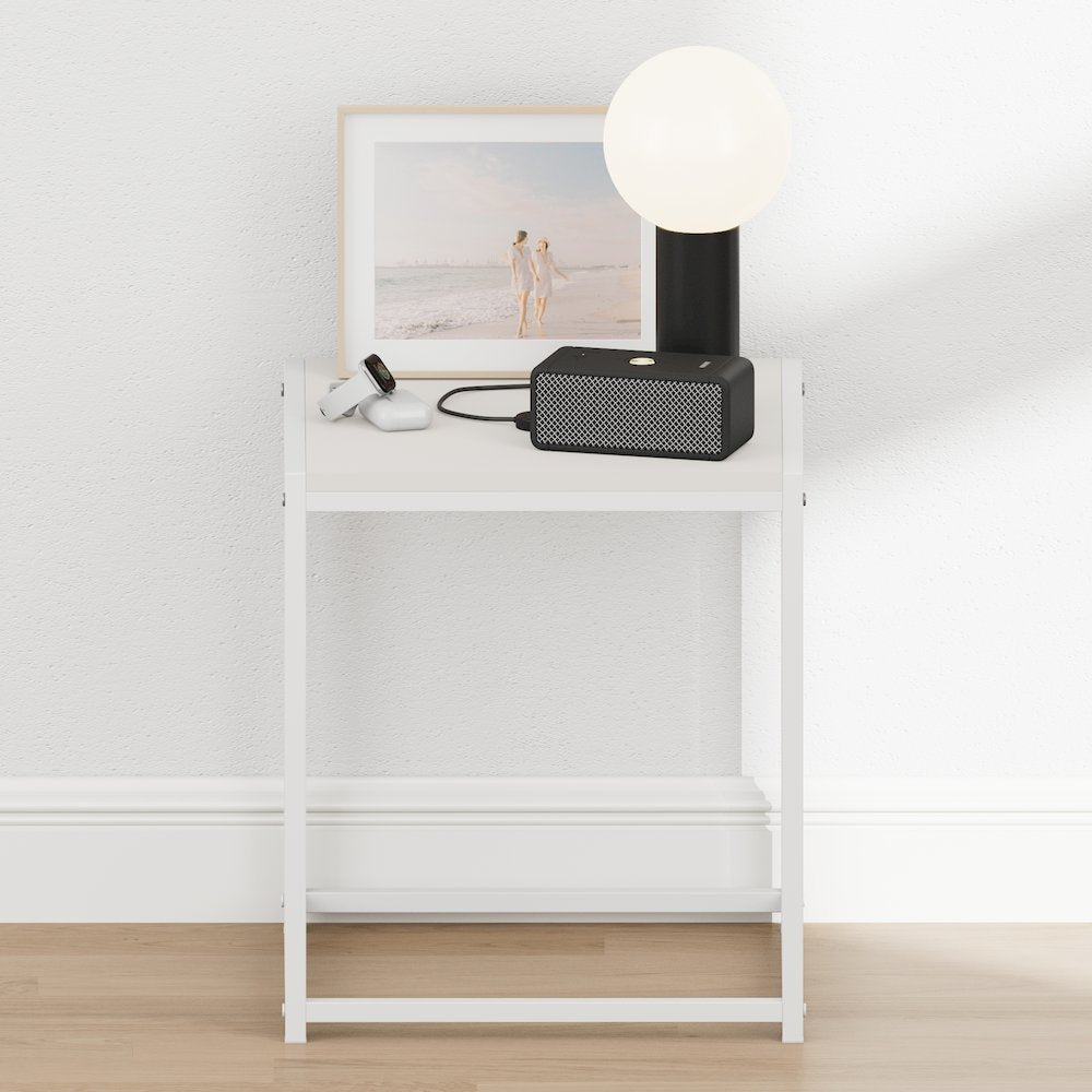 CAMNUS Night Stand, Metal Frame Nightstand, Solid White