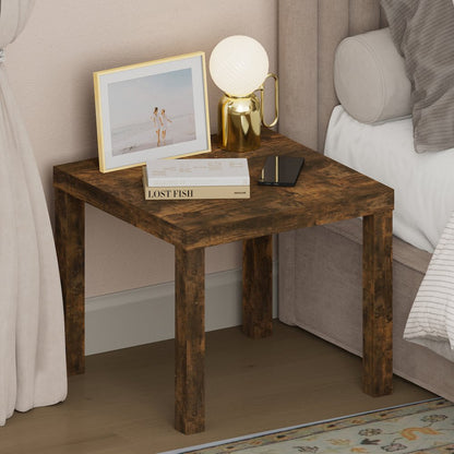CLASSIC Night Stand, Square Nightstand, Thick Frame 4-leg Side Table, Amber Pine