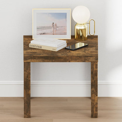 CLASSIC Night Stand, Square Nightstand, Thick Frame 4-leg Side Table, Amber Pine