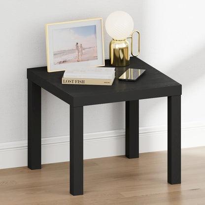 CLASSIC Night Stand, Square Nightstand, Thick Frame 4-leg Side Table, Black