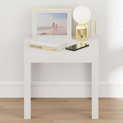 CLASSIC Night Stand, Square Nightstand, Thick Frame 4-leg Side Table, White